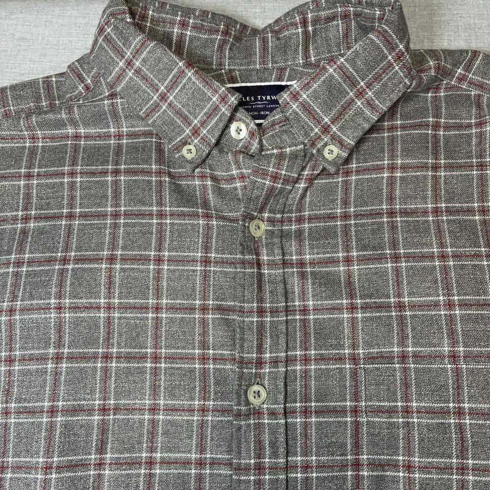 Charles Tyrwhitt Classic Fit Men's XL Grey Plaid Button Down Shirt 100% Cotton